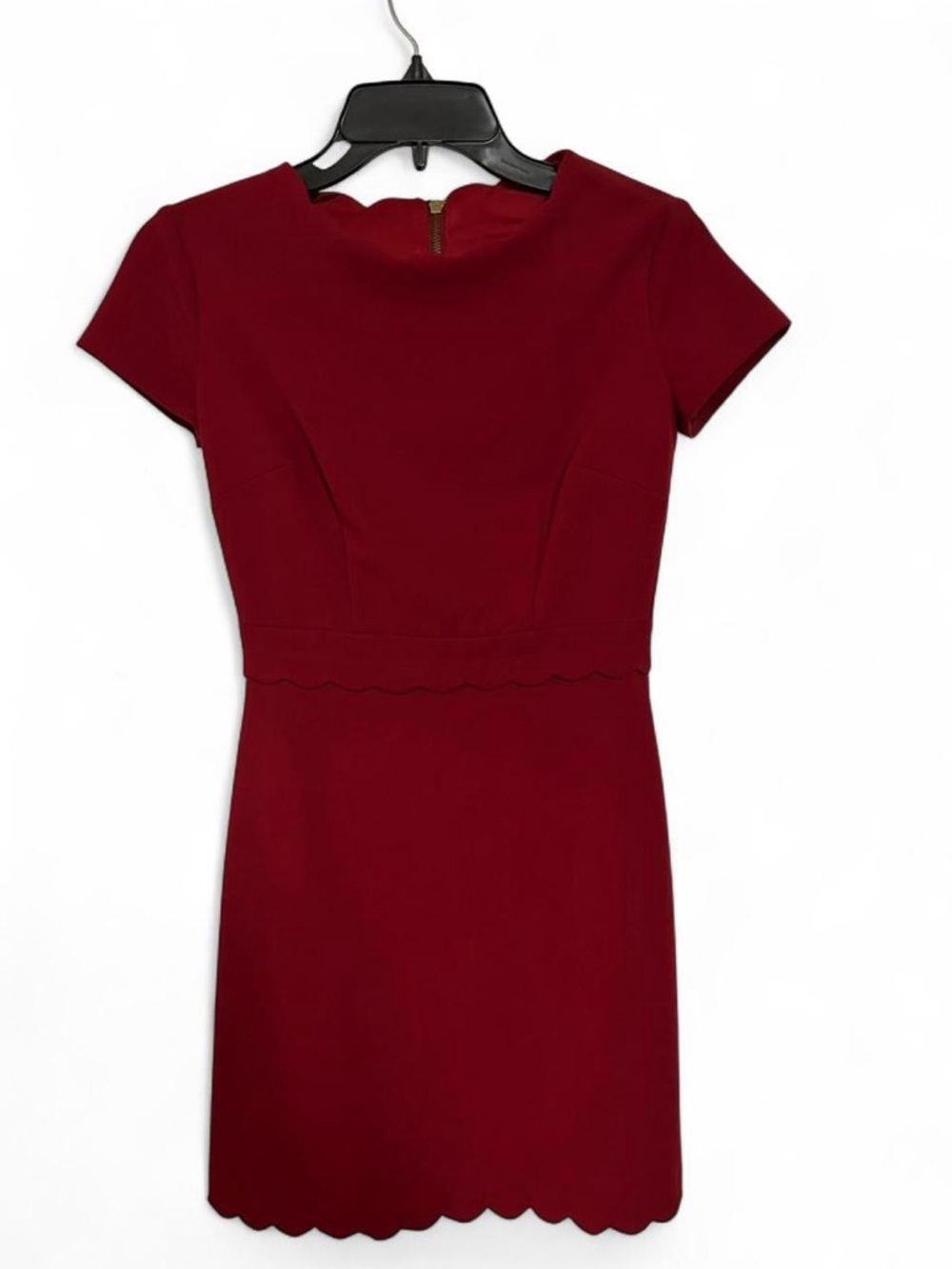 B Darlin Burgundy Scallop-Trim Mini Dress